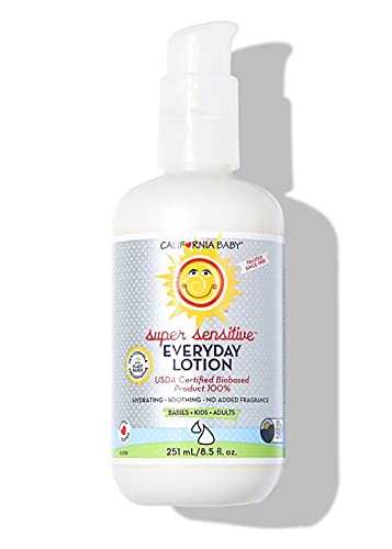 California Baby Everyday Lotion (8.5 Ounces) Moisturizer for Dry, Sensitive Skin | Post Bath and Diaper Changing | Non-Greasy, Fast-Absorbing Formula (Super Sensitive - 8.5oz) by California Baby