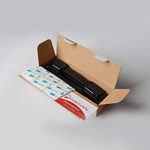 CUTESAFETY Child Proof Safety Locks - Baby Proofing Cabinet Lock with 6 Extra 3M Adhesives - Adjustable Strap Latches to Cabinets,Drawers,Cupboard,Oven,Fridge,Closet Seat,Door,Window (Black, 6) from CUTESAFETY