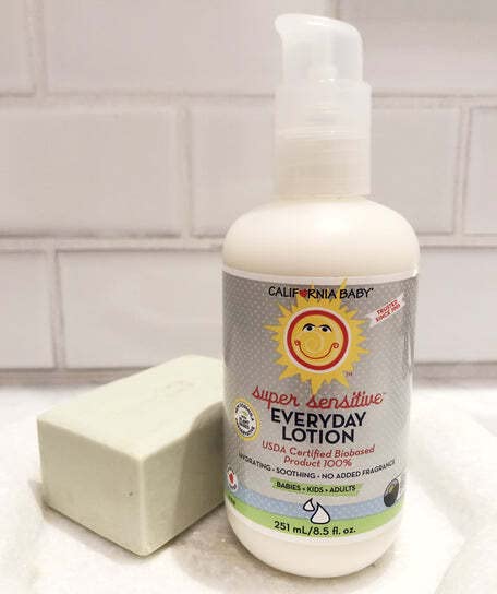 California Baby Everyday Lotion (8.5 Ounces) Moisturizer for Dry, Sensitive Skin | Post Bath and Diaper Changing | Non-Greasy, Fast-Absorbing Formula (Super Sensitive - 8.5oz) by California Baby