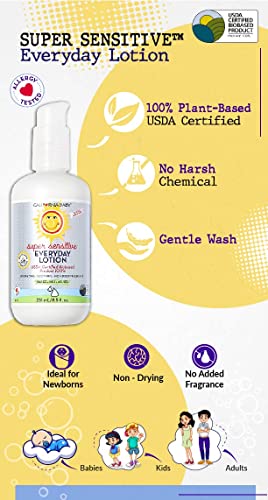 California Baby Everyday Lotion (8.5 Ounces) Moisturizer for Dry, Sensitive Skin | Post Bath and Diaper Changing | Non-Greasy, Fast-Absorbing Formula (Super Sensitive - 8.5oz) by California Baby