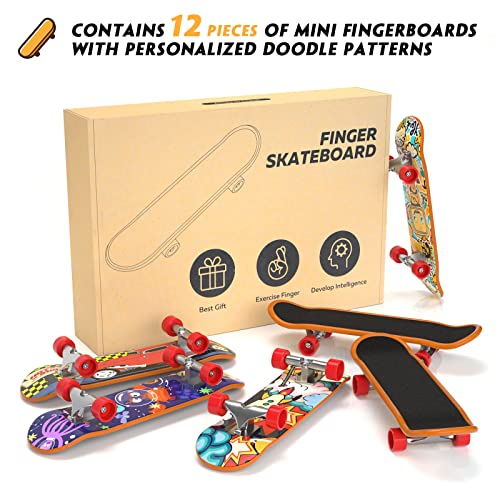 Mini Fingerboard Finger Skateboards Toy 12 PCS, TIME4DEALS Professional Fingerboards Finger Board Toy Set Creative Fingertips Movement Mini Skateboards Finger Sports Party Favors Kids Novelty Toy Gift by TIME4DEALS
