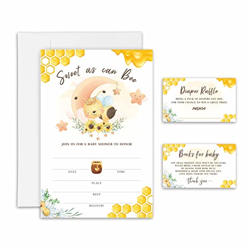 Diaper Raffle Tickets and Baby Shower Book Request Cards, Sweet As Can Bee Baby Shower Invitation bundle, Invitation Cards - 25 Sets-ï¼YQKTZ-003ï¼ by DYIRBIIY