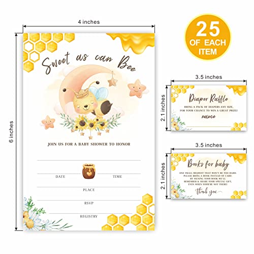 Diaper Raffle Tickets and Baby Shower Book Request Cards, Sweet As Can Bee Baby Shower Invitation bundle, Invitation Cards - 25 Sets-ï¼YQKTZ-003ï¼ by DYIRBIIY