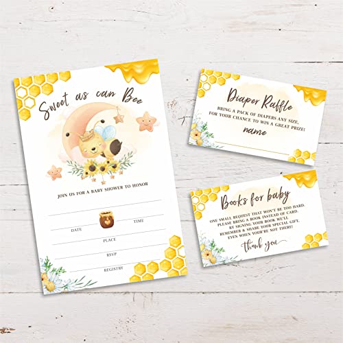 Diaper Raffle Tickets and Baby Shower Book Request Cards, Sweet As Can Bee Baby Shower Invitation bundle, Invitation Cards - 25 Sets-ï¼YQKTZ-003ï¼ by DYIRBIIY