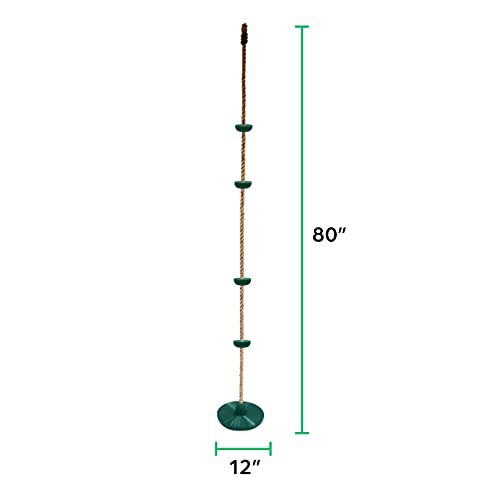 Jungle Gym Kingdom Tree Swing for Kids - Single Disc Seat and Rainbow Climbing Rope Set w/ Carabiner and 4 Foot Strap - Treehouse and Outdoor Playground Accessories - Yellow from Jungle Gym Kingdom