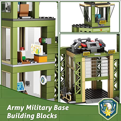 Army Military Base Building Blocks Set, with Armored Vehicle, Drone, Cannon & Helicopter, 677 Pcs City War Army Rescue Tower Set Best Learning Roleplay STEM Construction Toys for Kids & Boys Aged 6+ from EP EXERCISE N PLAY