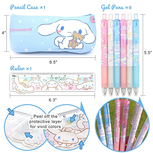 Ohjijinn Cute School Supplies Set, Kawaii Office Supplies, Includes Pencil Case, Ballpoint Pens, Ruler, Sticky Note, Stickers, Enamel Pins, Lanyard with ID Card Holder for Girls Giftsâ¦ from Ohjijinn