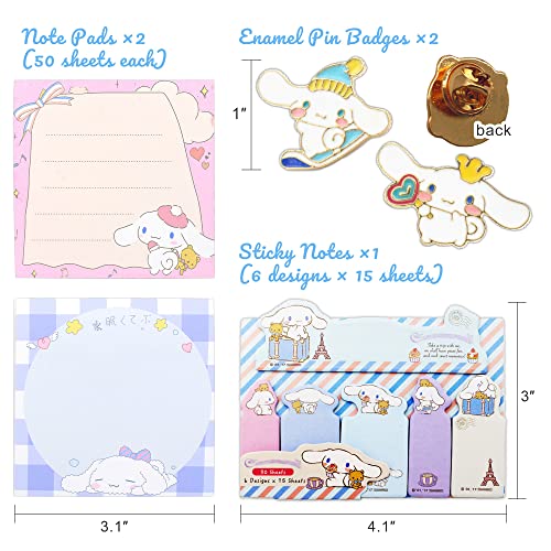 Ohjijinn Cute School Supplies Set, Kawaii Office Supplies, Includes Pencil Case, Ballpoint Pens, Ruler, Sticky Note, Stickers, Enamel Pins, Lanyard with ID Card Holder for Girls Giftsâ¦ from Ohjijinn