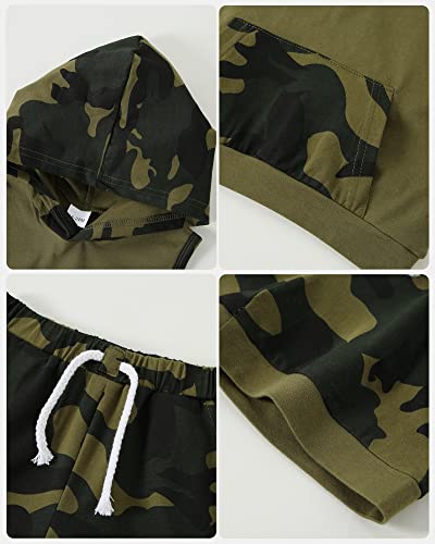 SANMIO 4T Boys Clothes 3-4T Boy Short Set White Baby Boy Outfit Hoodie Tank Top and Shorts Combo 2pcs Toddler Boy Short Sets from 