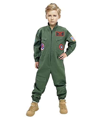 Sinkawa Jackets Maverick Flight Suit Pilot Costume Halloween Cosplay For Kids Boys-Medium from Sinkawa Jackets