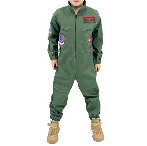 Sinkawa Jackets Maverick Flight Suit Pilot Costume Halloween Cosplay For Kids Boys-Medium from Sinkawa Jackets