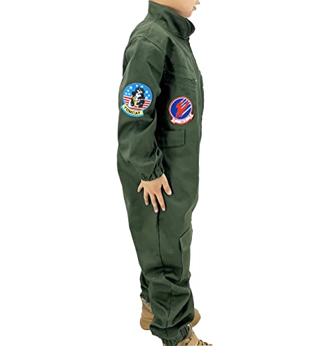 Sinkawa Jackets Maverick Flight Suit Pilot Costume Halloween Cosplay For Kids Boys-Medium from Sinkawa Jackets