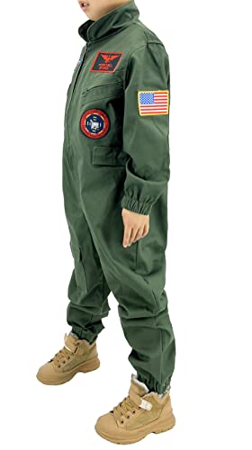 Sinkawa Jackets Maverick Flight Suit Pilot Costume Halloween Cosplay For Kids Boys-Medium from Sinkawa Jackets