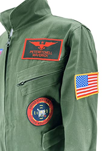 Sinkawa Jackets Maverick Flight Suit Pilot Costume Halloween Cosplay For Kids Boys-Medium from Sinkawa Jackets
