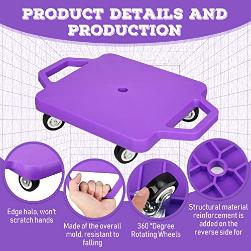 4 Pieces Sports Scooter Board with Handles Plastic Casters Floor Scooter Board Sitting Scooter Board for Kids Children Gym Indoor Outdoor Activities Play Equipment by Jerify