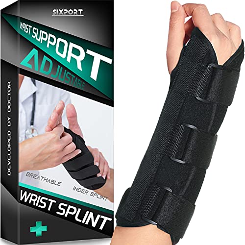 Wrist Brace Stabilizer Support Brace with Aluminum Splint for Carpal Tunnel Arthritis, Adjustable Arm Compression Hand Support for Injuries, Wrist Pain, Sprain, Sports - Single (Right, Large) by Sixport