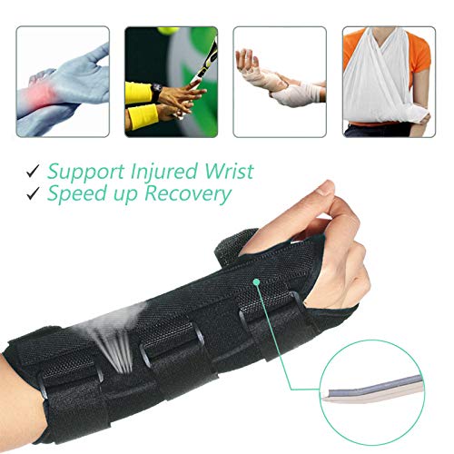 Wrist Brace Stabilizer Support Brace with Aluminum Splint for Carpal Tunnel Arthritis, Adjustable Arm Compression Hand Support for Injuries, Wrist Pain, Sprain, Sports - Single (Right, Large) by Sixport