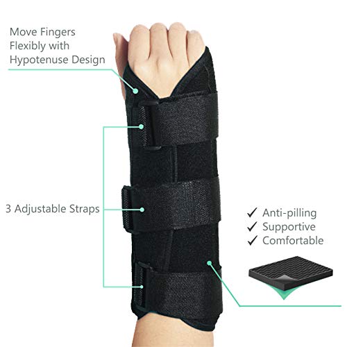 Wrist Brace Stabilizer Support Brace with Aluminum Splint for Carpal Tunnel Arthritis, Adjustable Arm Compression Hand Support for Injuries, Wrist Pain, Sprain, Sports - Single (Right, Large) by Sixport