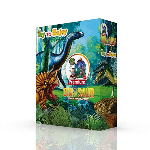 Dinosaur Pop-Up Kidsâ Tent by Toy To Enjoy â Indoor & Outdoor Play Tent for Boys & Girls â Includes Tent, Remote Controlled Lights, Dinosaur Roar Sound Button & 6 Different Dinosaur Toys by Toy To Enjoy