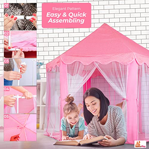 Princess Tents for Little Girls with Lights and Unicorn Pillow Cover , Kids Play Tent for Girls Indoor and Outdoor, Play Tents for Girls Age 3-7 Years Old, Princess Castle Tent(Pink) from Tents To Play