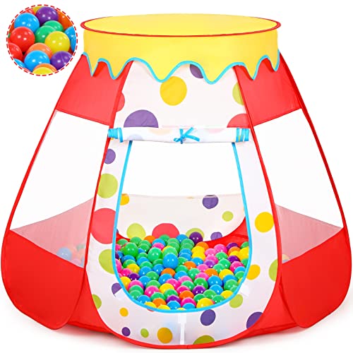 Wilhunter Baby Ball Pit for Toddler with 50 Balls, Kids Pop Up Play Tent for Girls, Princess Toys for Children Indoor & Outdoor Playhouse with Carry Bag (Red: 7 Bright Colors, 109x90cm/50 Balls) by Dongguan Sainuo Outdoor Gear Co., Ltd