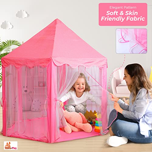 Princess Tents for Little Girls with Lights and Unicorn Pillow Cover , Kids Play Tent for Girls Indoor and Outdoor, Play Tents for Girls Age 3-7 Years Old, Princess Castle Tent(Pink) from Tents To Play