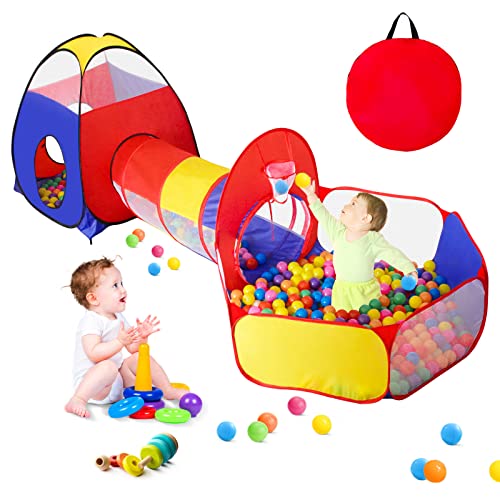 GeerWest 3 in 1 Kids Play Tent for Toddler with Baby Ball Pit and Play Tunnel, Children Indoor Outdoor Playhouse with Climbing Tunnel Toy for Toddlers, Boys and Girls Best Birthday Gifts from Dongguan Wobei Leisure Products Co., Ltd