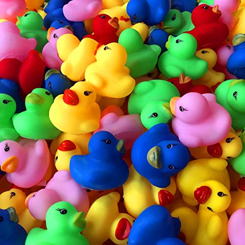 Sunioine 100-Pack Multicolor Mini Rubber Ducks Float Rubber Ducky Bath Toy, Tiny Rubber Ducks in Bulk for Shower Birthday Party Gift Novelty Themed Decoration Classroom Prizes from sunioine