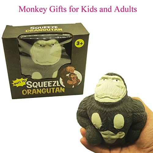 Novelty Squeeze Monkey Toy,Stretchy Gorilla Squishy Stress Toy,Rubber Monkey for Stress Relief and Autism ADHD,Monkey Gifts for Kids and Adults,Large Size Gorilla for Birthday,Christmas(Black) from Pfedxoon