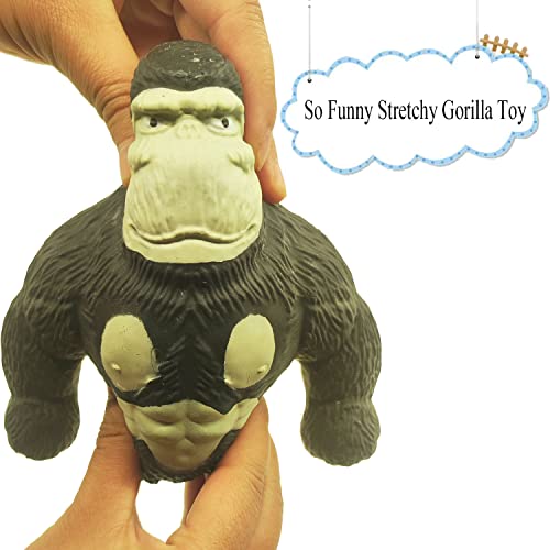 Novelty Squeeze Monkey Toy,Stretchy Gorilla Squishy Stress Toy,Rubber Monkey for Stress Relief and Autism ADHD,Monkey Gifts for Kids and Adults,Large Size Gorilla for Birthday,Christmas(Black) from Pfedxoon