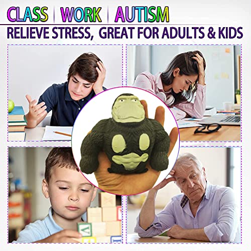 Novelty Squeeze Monkey Toy,Stretchy Gorilla Squishy Stress Toy,Rubber Monkey for Stress Relief and Autism ADHD,Monkey Gifts for Kids and Adults,Large Size Gorilla for Birthday,Christmas(Black) from Pfedxoon