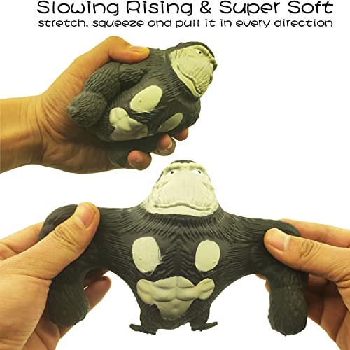 Novelty Squeeze Monkey Toy,Stretchy Gorilla Squishy Stress Toy,Rubber Monkey for Stress Relief and Autism ADHD,Monkey Gifts for Kids and Adults,Large Size Gorilla for Birthday,Christmas(Black) from Pfedxoon