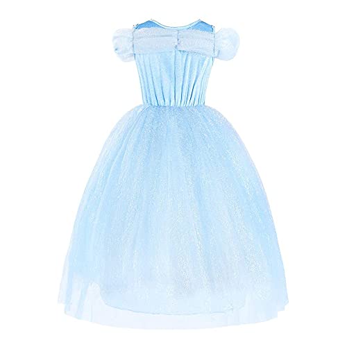 SNOWLION Princess Dress Queen Costume for Girls Cosplay little kids Dress Up with Accessories (Blue, 6-7 Years) by 