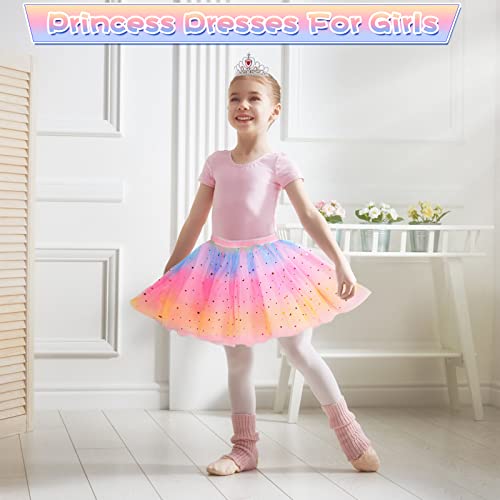 HAJUS Princess Dress Up Clothes Cape Skirt Set for Little Girls Pretend Play with Jewelry Tiara Crown Wand (Unicorn Rainbow) from 