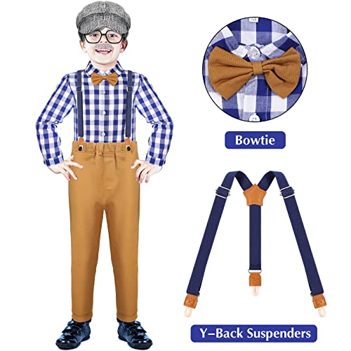 Lasnten 100 Days of School Costume for Boys Include Old Man Costume, Hat, Glasses, Grandpa Accessories Set for Child (Simple Style) by Lasnten