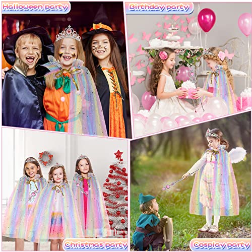 HAJUS Princess Dress Up Clothes Cape Skirt Set for Little Girls Pretend Play with Jewelry Tiara Crown Wand (Unicorn Rainbow) from 