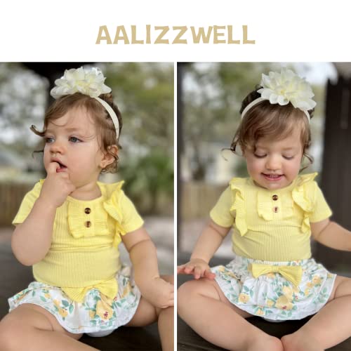 Preemie Baby Girls Summer Clothes Ribbed Short Sleeve Floral Ruffle Bloomer Shorts Premature Spring Outfit Yellow by 