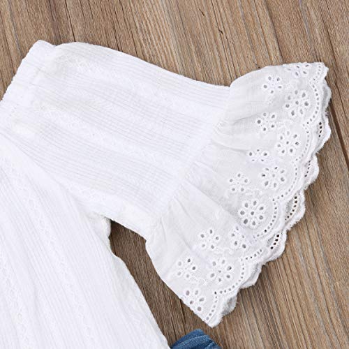 Toddler Kids Clothing Baby Girls Vest Tank Top Ripped Denim Shorts Skirts Outfits Clothes Set (5-6 Years, White) by 