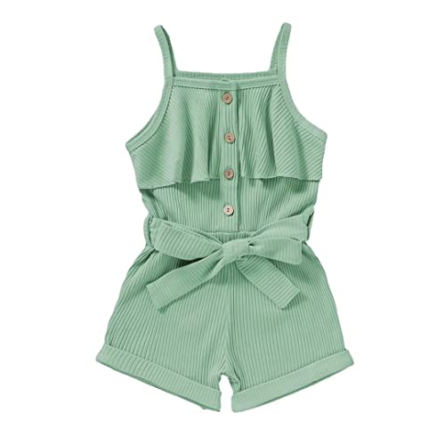 Bekarsy 3 Year Old Girl Clothes Summer Toddler Girls Clothing Baby Sleeveless One Piece Romper Casual Summer Jumpsuit, Green Suspender Clothes 3-4T/110cm by 