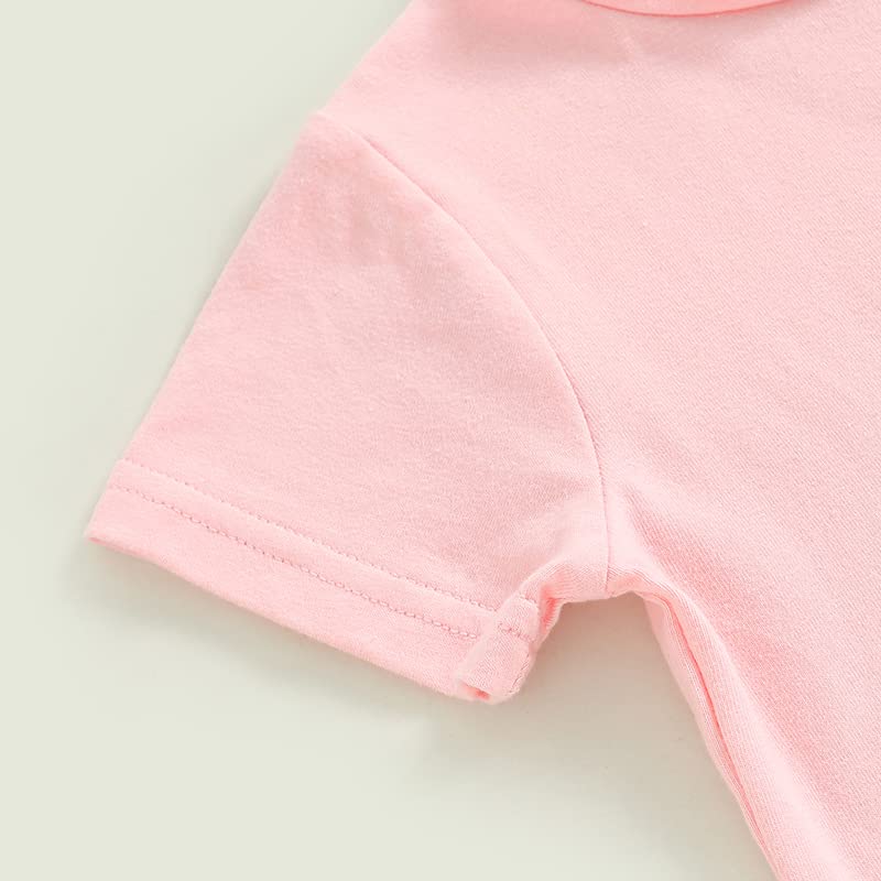 YINGISFITM Baby Girl Easter Outfit Bunny Print Short Sleeve Tee Tshirt Pants Toddler Bell Bottoms Summer Clothes 2Pcs Set (2-3T,Pink Rabbit) from YINGISFITM