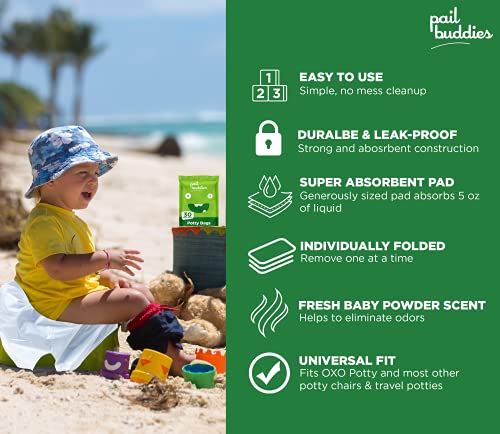 60 Refill Potty Bags: Absorbent, Disposable Potty Liners Compatible with OXO Tot 2-in-1 Go Potty | Strong, Leak-Proof Bags work with most Travel Potties, Potty Chairs, Potty Seats & Portable Toilets by Pail Buddies