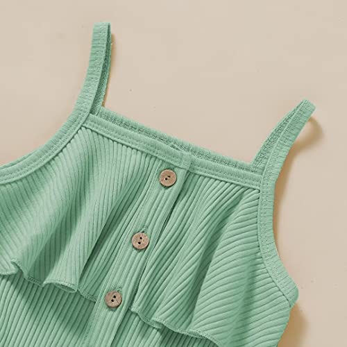 Bekarsy 3 Year Old Girl Clothes Summer Toddler Girls Clothing Baby Sleeveless One Piece Romper Casual Summer Jumpsuit, Green Suspender Clothes 3-4T/110cm by 