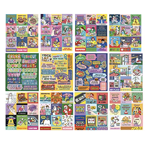 Cute Essential Kawaii Aesthetic Stationery Sticker Pack - 12 Sheets (158 Stickers) - for Planners, journals, scrapbooks, Gifts, Kpop photocards, polcos, Non-Removable from Ardium