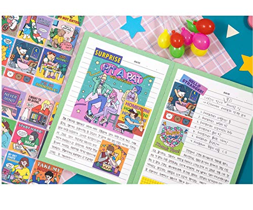 Cute Essential Kawaii Aesthetic Stationery Sticker Pack - 12 Sheets (158 Stickers) - for Planners, journals, scrapbooks, Gifts, Kpop photocards, polcos, Non-Removable from Ardium