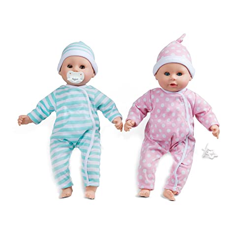 Melissa & Doug Mine to Love Twins Luke & Lucy 15â Light Skin-Tone Boy and Girl Baby Dolls with Rompers, Caps, Pacifiers from Melissa & Doug
