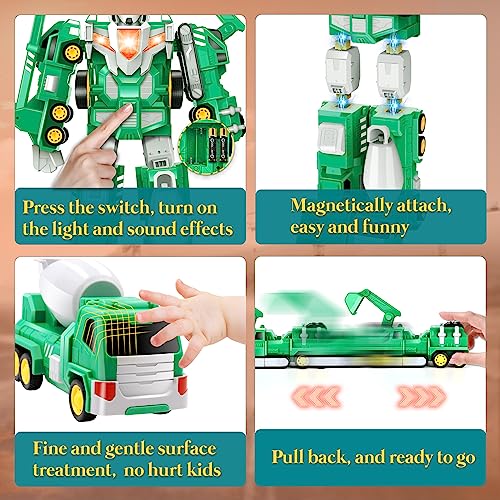 Toys for 3 4 5 6 7 Year Old Boys - Construction Transform Robot Kids Toys Cars | STEM Building Toddler Toys for Kids Ages 4-8 | 5 in 1 Construction Toys Christmas Birthday Gifts for Boys Girls Kids by Laradola