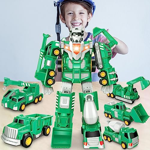 Toys for 3 4 5 6 7 Year Old Boys - Construction Transform Robot Kids Toys Cars | STEM Building Toddler Toys for Kids Ages 4-8 | 5 in 1 Construction Toys Christmas Birthday Gifts for Boys Girls Kids by Laradola