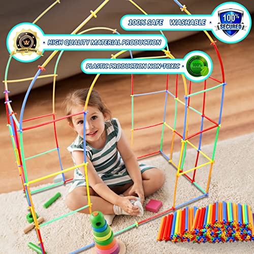 Straw Constructor Toys STEM Blocks Toys 600Pcs Engineering Building Toys Thin Tube Constructor Toy Educational Toy Fort Building Kit for Indoor&Outdoor Kids Toy for Boys and Girls Gift from Ggiibro