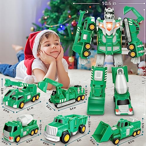 Toys for 3 4 5 6 7 Year Old Boys - Construction Transform Robot Kids Toys Cars | STEM Building Toddler Toys for Kids Ages 4-8 | 5 in 1 Construction Toys Christmas Birthday Gifts for Boys Girls Kids by Laradola