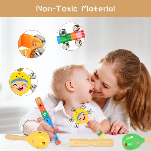 Ehome Toddler Musical Instruments, Wooden Percussion Instruments Educational Preschool Toy for Kids Baby Instrument Musical Toys Set for Boys and Girls with Storage Bag from Shenzhen Yi Shi Jia He Technology Co., Ltd.